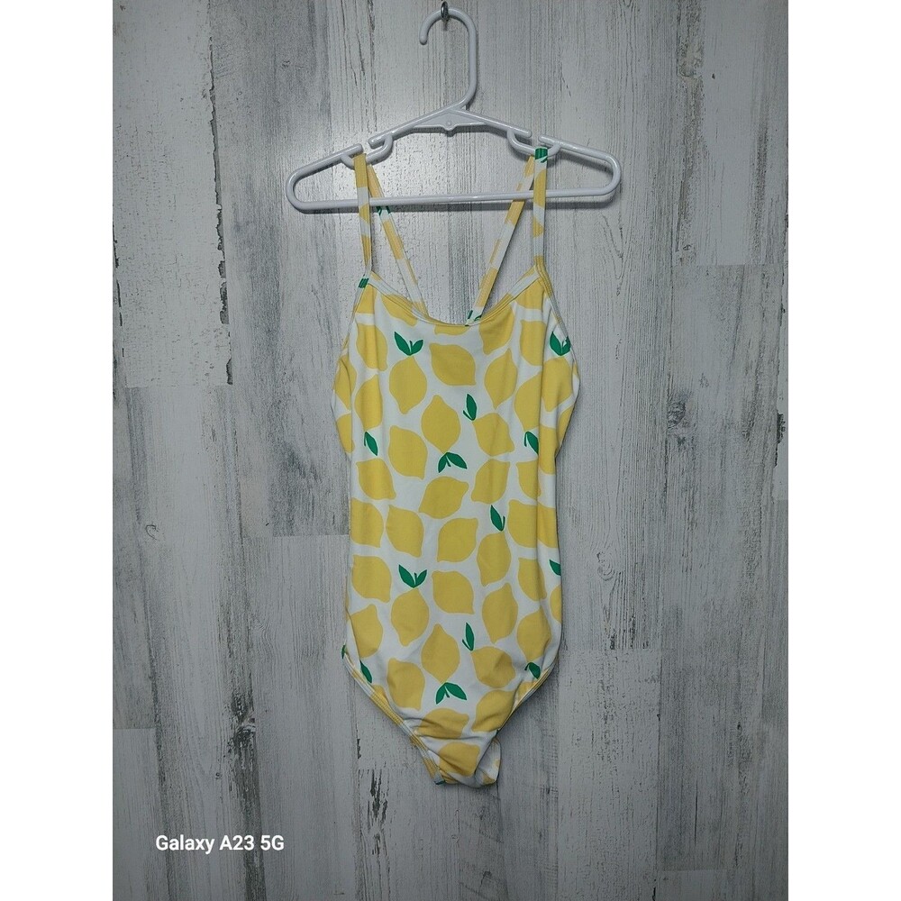 Hanna Andersson One Piece Swim Suit Girls Size 150 US 12 Lemon Print